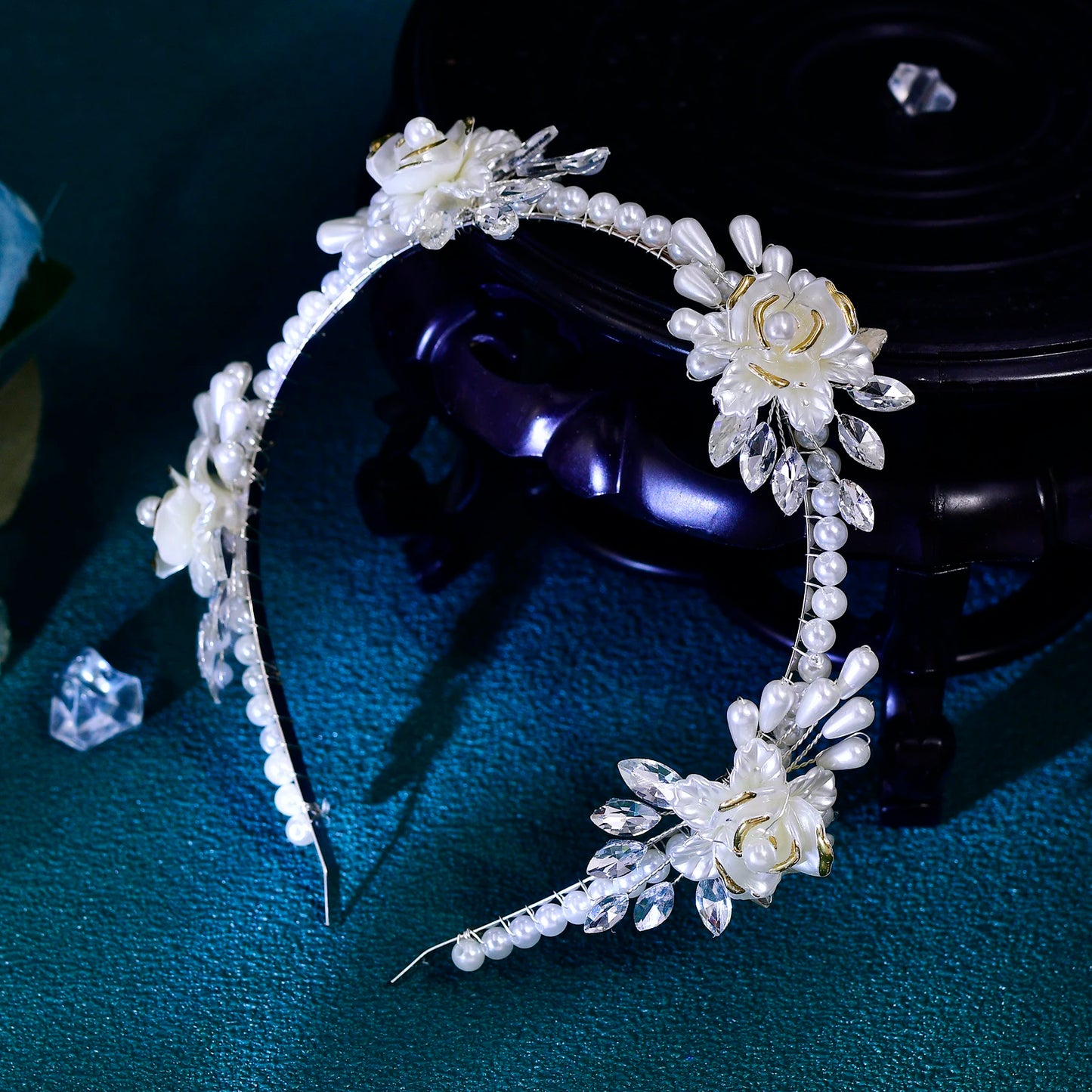 Wedding Bridal Pearl Hair Hoop Bridal Flower Headwear Women Fashion Hair Accessories Handmade Exquisite Headband HP721