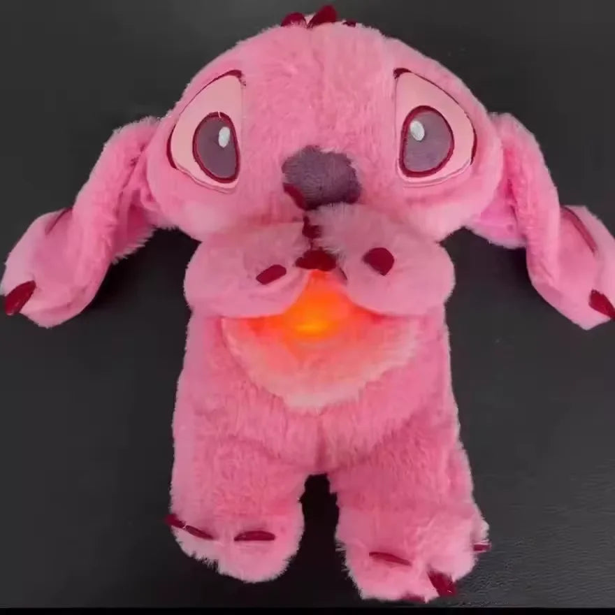 Stitch Plüschpuppe, Atmendes Licht, Kind beruhigt Spielzeug, Rosa Engel, Anime, süßes Baby, Musiklicht, Schlafspielzeug, Kind, Weihnachts- und Geburtstagsgeschenk