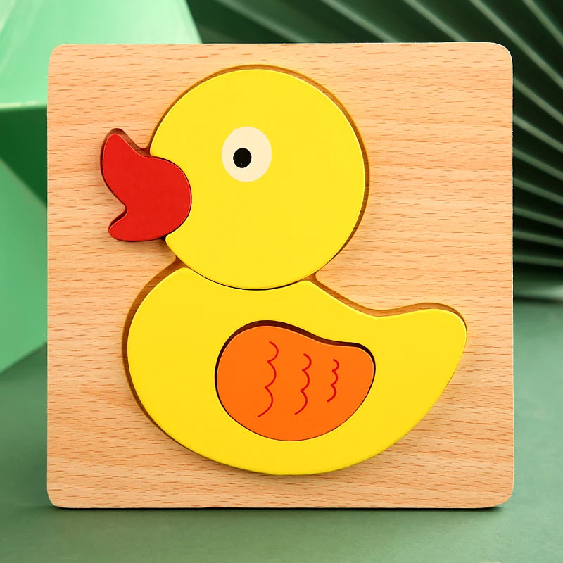 High Quality 3D Wooden Puzzle Baby Cartoon Animal Traffic Jigsaw Early Learning Cognition Game Puzzle Toys for Children