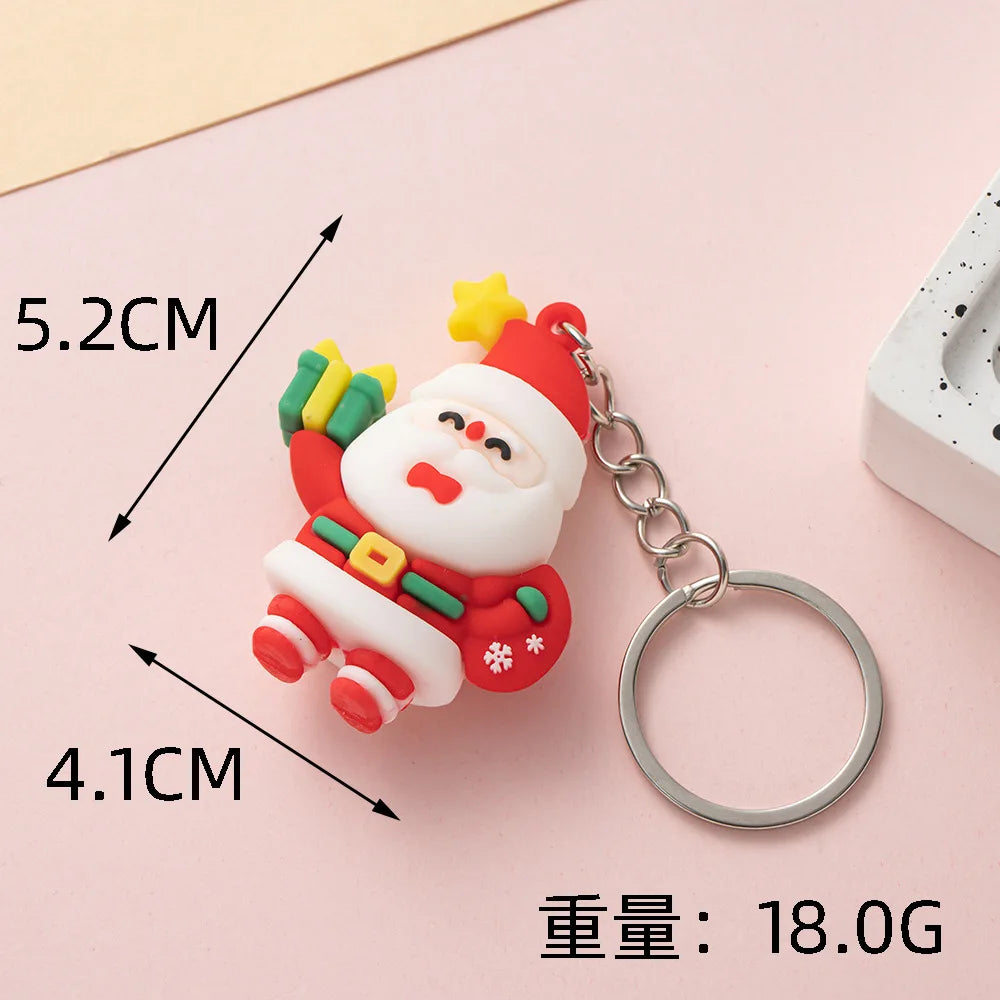Christmas Keychain Cartoon Cute Doll Pendant Santa Claus Snowman Tree Keyring for Men Women Party Decoration Souvenir