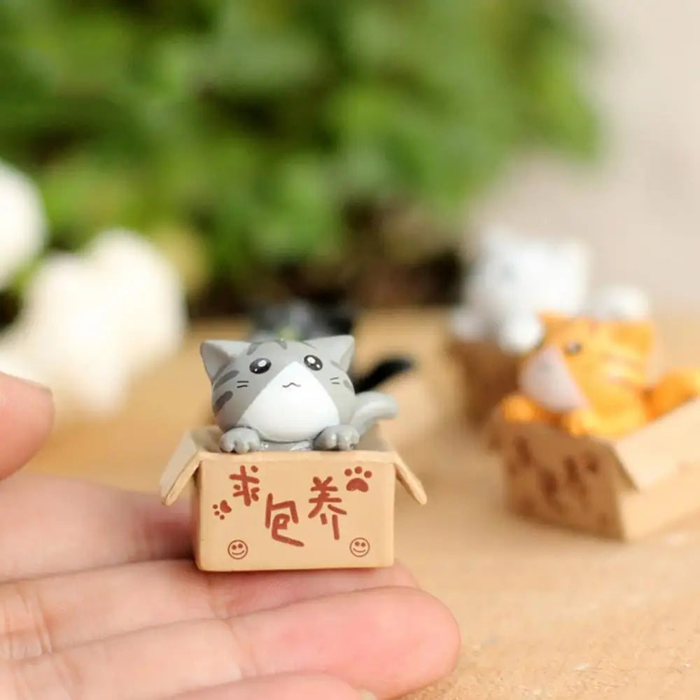 Lovely Box Cartoon Cat Miniature Landscape Decor Bonsai Resin Crafts Ornament Home Decoration Ornaments Accessories Wholesale