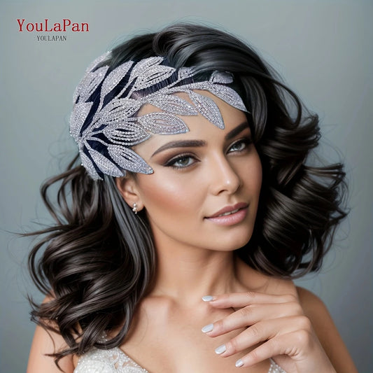 YouLaPan Bridal Hair Comb Wedding Hair Accessories Jewelry Bride Tiaras Luxury Headband Woman Crystal Leaf Headdresses HP452