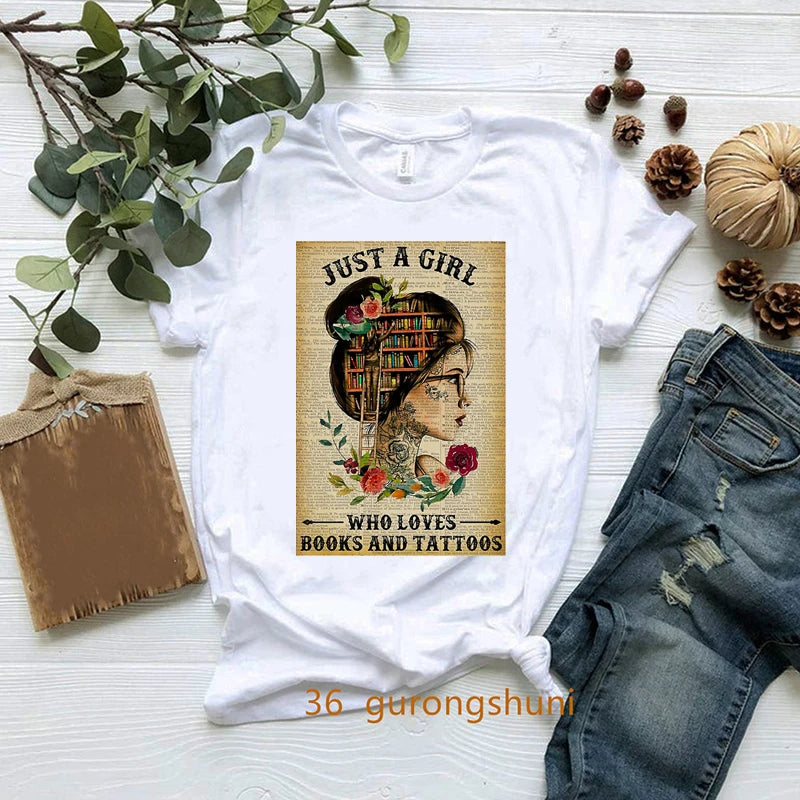 New Nerdy Dirty Inked And Curvy T-Shirt Melanin Black Queen Loves Books T Shirt Women Clothes Short Sleeve 90s Tees Summer Tops