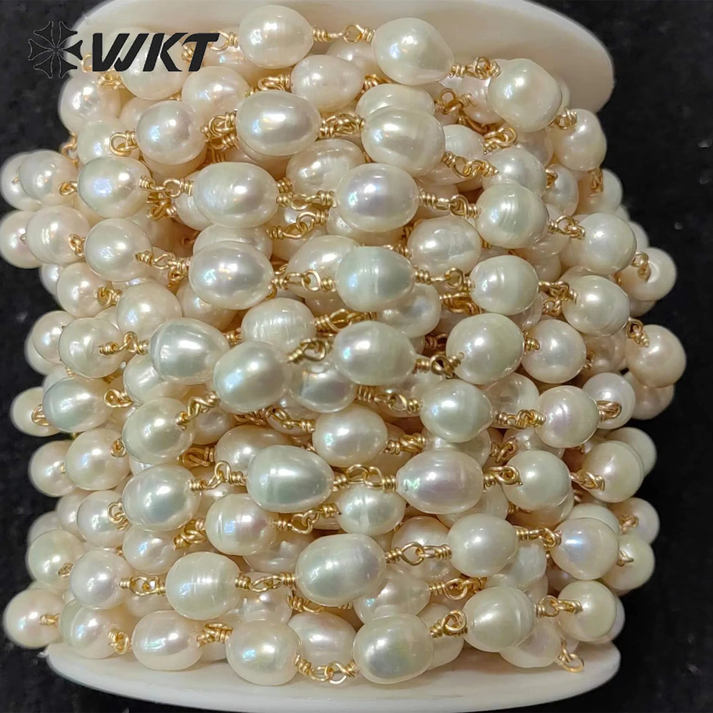 WT-RBC226 WKT 2023 Exquisite chain freshwater pearl 6-7mm 18k gold chain wedding design jewelry hot sale chains accessories