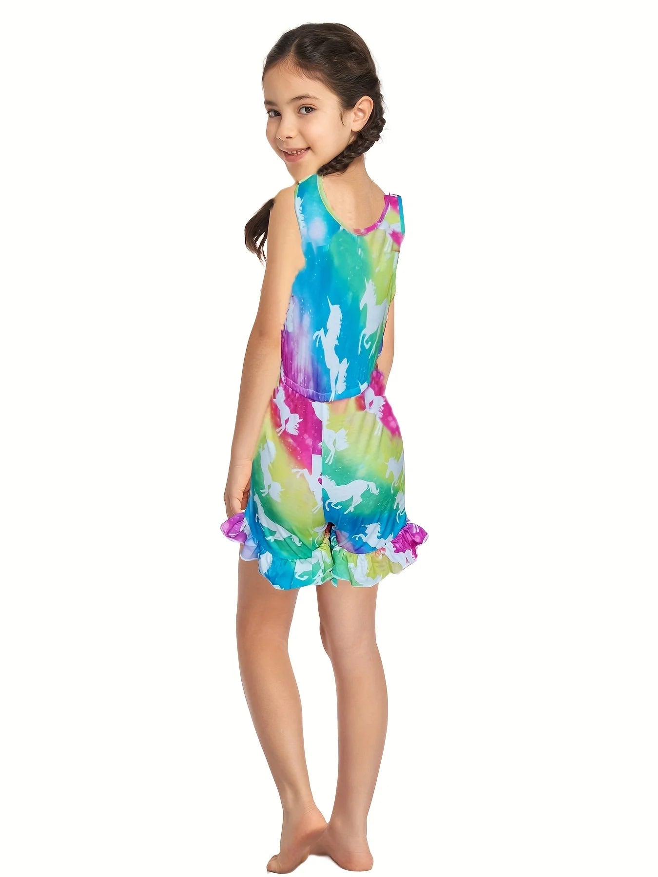 Niedlicher Pullover mit Blumendruck für Mädchen mit Taschen, Einhorn-Rüschen, lässige Alltagskleidung