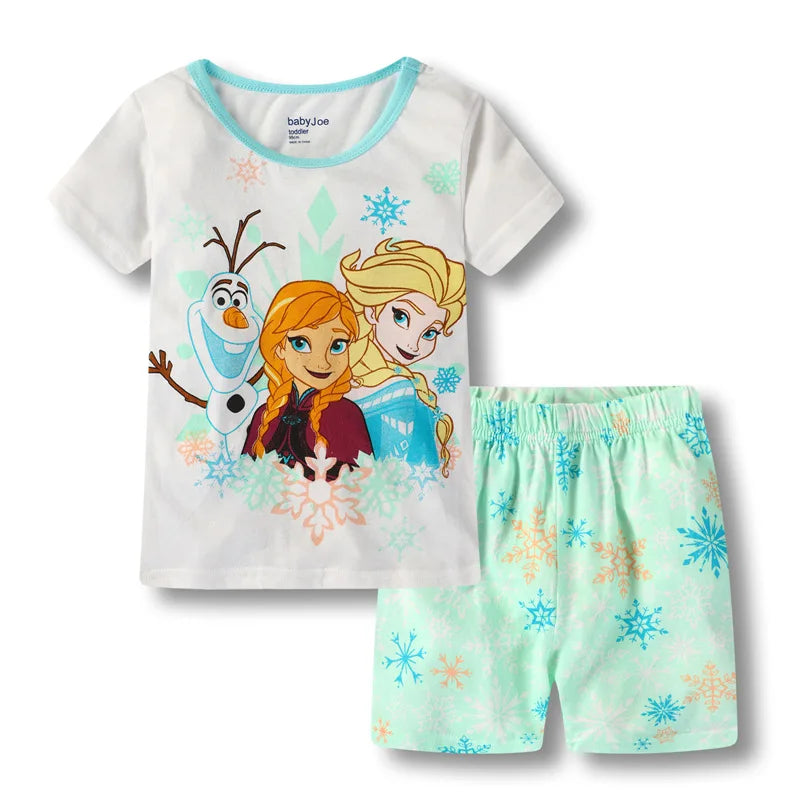 Neue Sommer Kinder Jungen Mädchen Kleidung Baby Baumwolle Prinzessin Pyjamas Sommer Kurzarm Set Cartoon Minnie Kinder Nachtwäsche