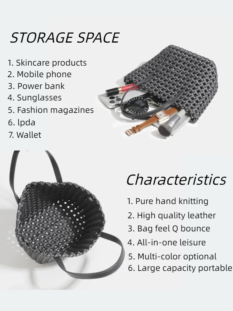 Woven Bag for Women Tote Bag Large Summer Beach Travel Handbag and Purse Retro Handmade Shoulder Bag Woven Bucket bag