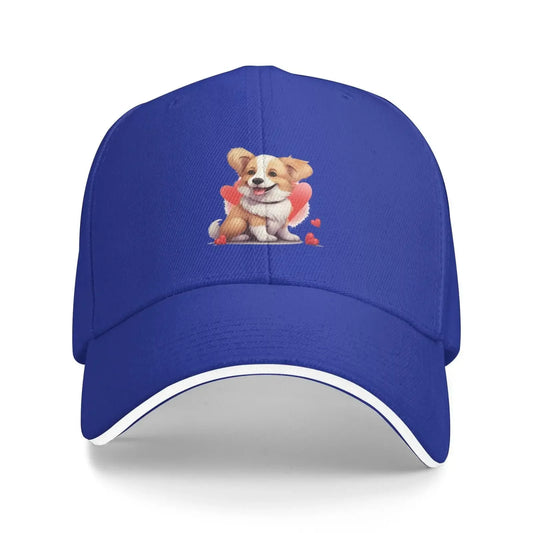 Animals Funny Dog Print Fashion Baseball Caps Summer Solid Sunhats Sandwich Brim Hats Adjustable For Daily Outdoor Travelling
