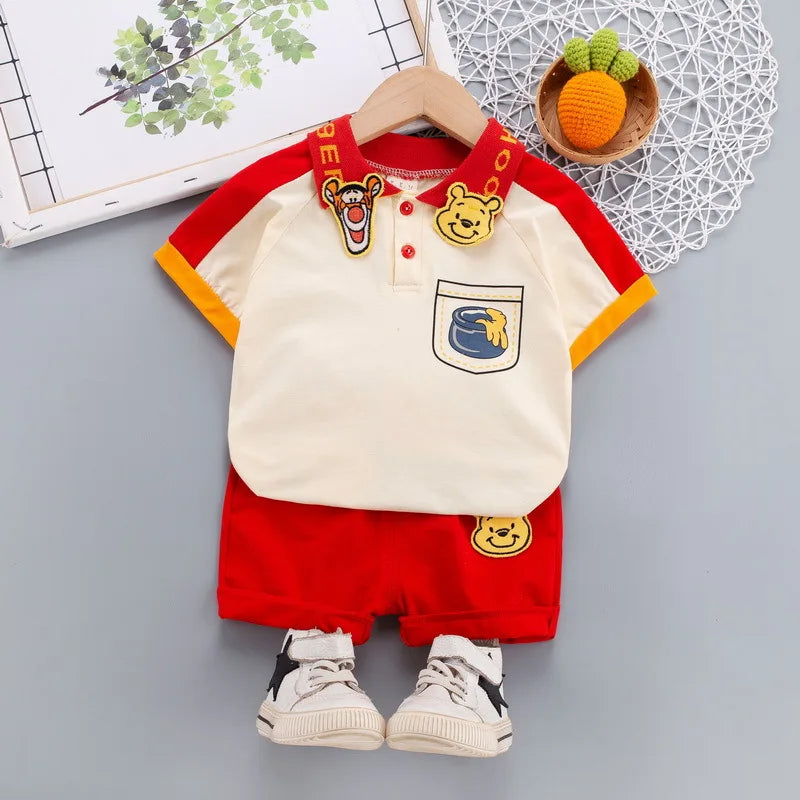 2021 kleinkind Kinder Kurzarm Polo T-shirts + Shorts 2 stücke Cartoon Mickey Kinder Baby Jungen Mädchen Sommer Trainingsanzug Kleidung anzug