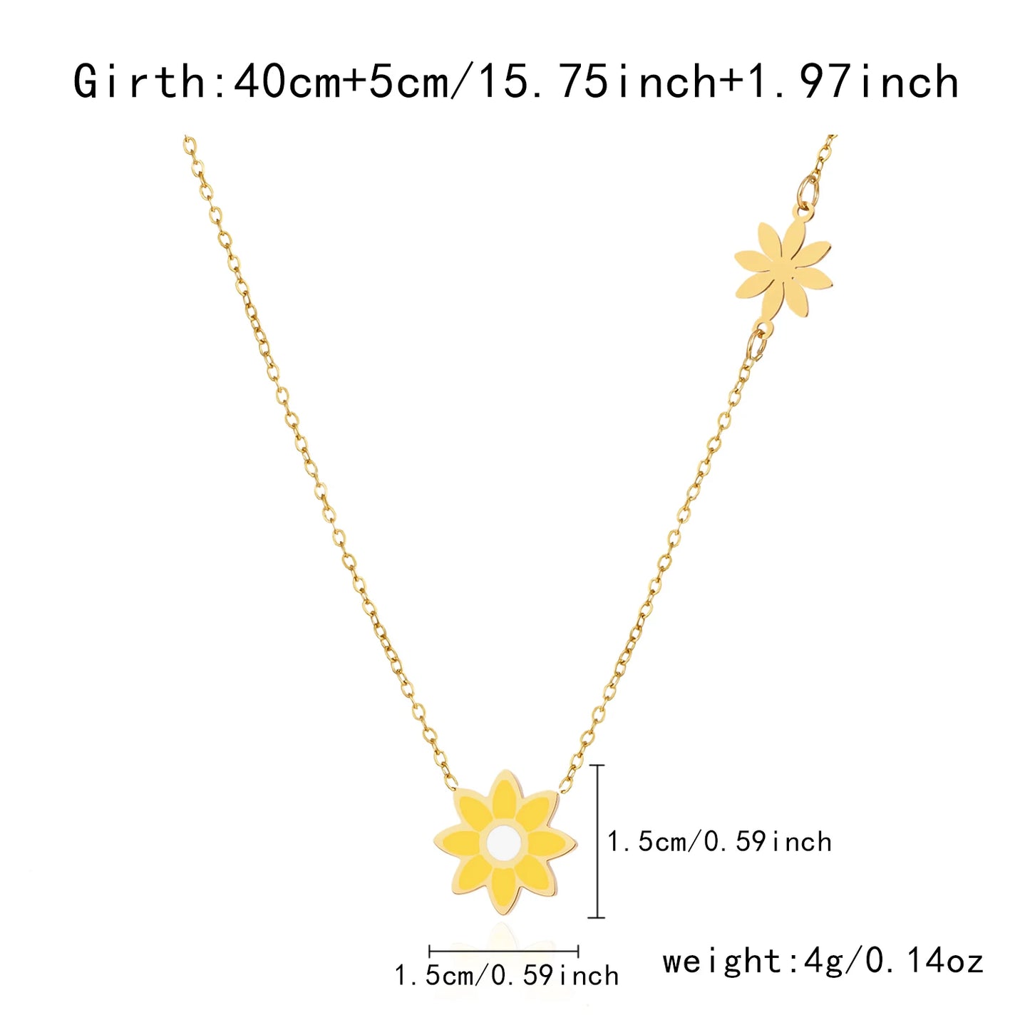 Stainless Steel Enamel Flower Necklace Bracelet Earrings For Women Boho Colorful Daisy Pendant Y2K Accessories Fashion Jewelry