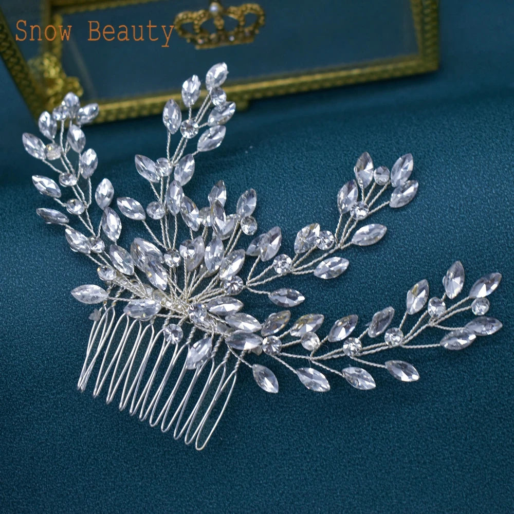 A487 Crystal Wedding Head piece Hair Comb Headband Bridal Hairpins Bridal Hair Jewelry Hairbands Party Accessories Gift Headwear