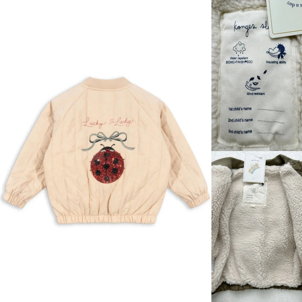 AW KS Kinderkleidung Baby Mädchen Käfer Pailletten Kleider Kinder Röcke Kleinkind Mädchen Jacke Bestickte verdickte Baumwollmäntel