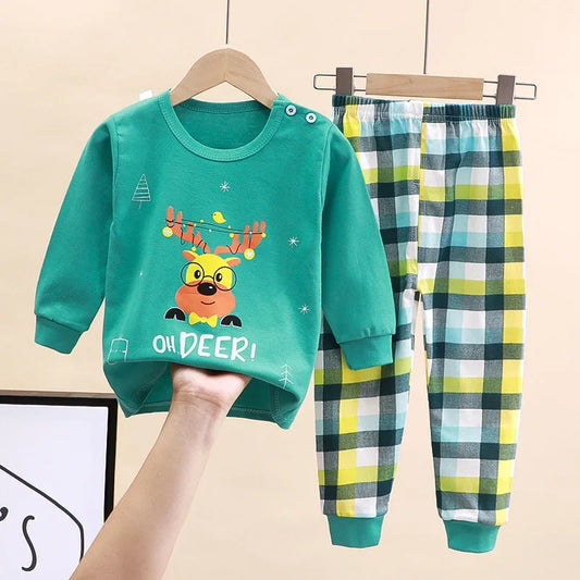 Neugeborene Kinder Jungen Mädchen Pyjama Sets Cartoon Casual Langarm Niedlich T-Shirt Tops mit Hosen Kleinkind Baby Herbst Schlafkleidung
