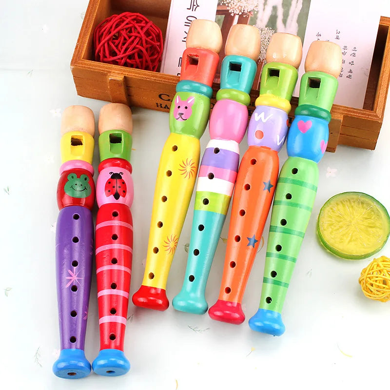 1Pc Holz Cartoon Flöte Kinder Klarinette 6-Loch Piccolo Baby Spielzeug Musikinstrument Spielzeug Frühen Bildung Aufklärung TMZ