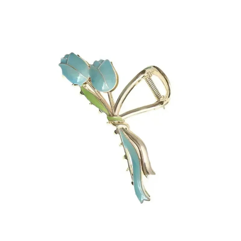 High End Minimalist Tulip Shaped Grab Clip 2024 Exquisite Women's Hair Accessories Fashionable and Beautiful Metal Shark Clip