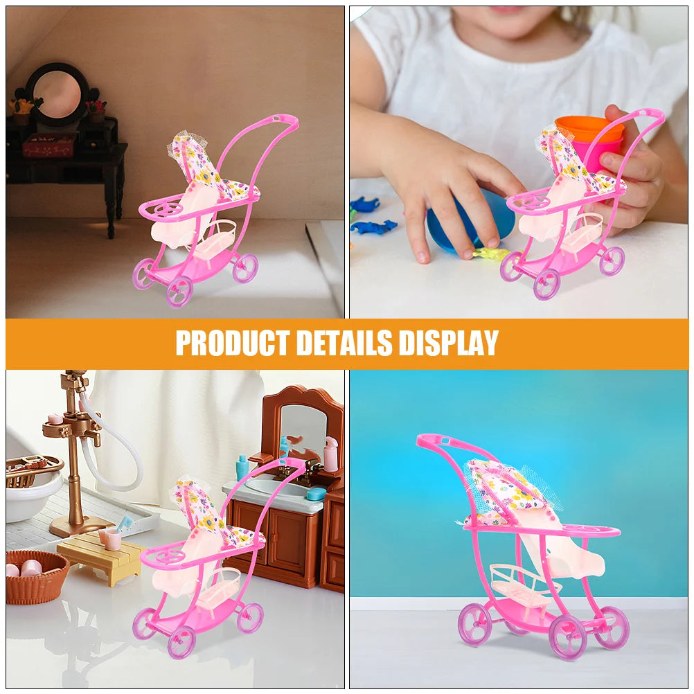 Baby Stroller Realistic Model Toy for Dolls Toddler Plastic Tabletop Decor