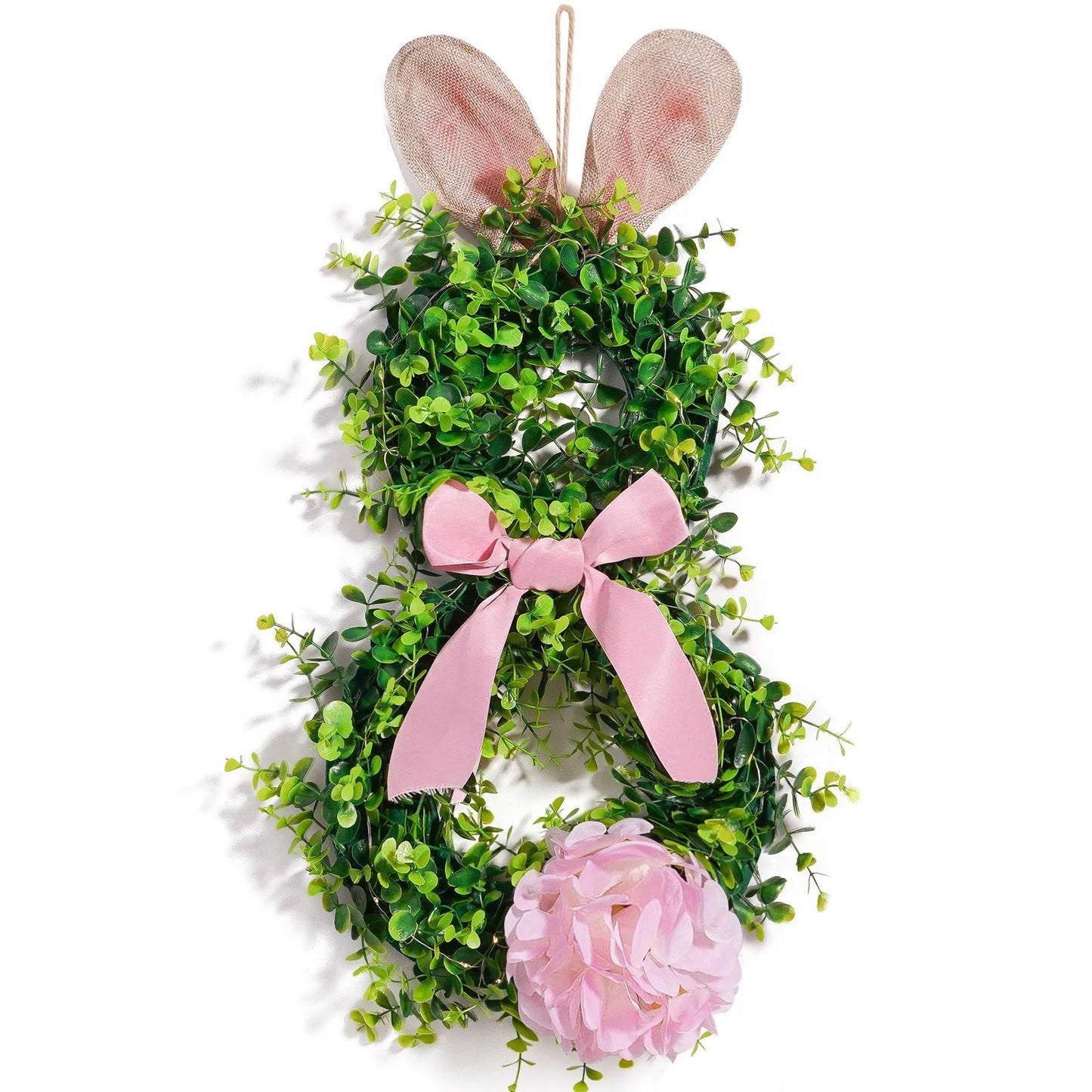 2025 New Easter Bunny Wreath Hanging Decorations Artificial Plants Rabbit Wreath Front Door Window Hanging Wreath Decorations