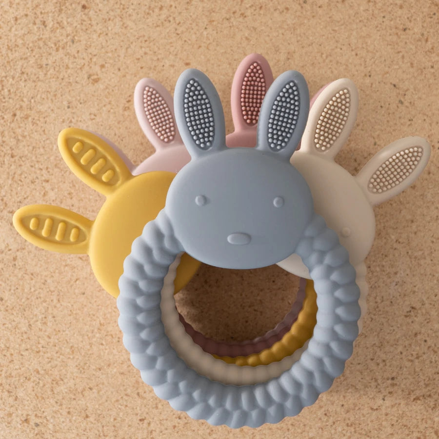 1 Stücke Baby Beißring Silikon Spielzeug BPA FREI Cartoon Kaninchen Pflege Zahnen Geschenke Baby Gesundheit Molaren Kauen Neugeborenen Zubehör Spielzeug