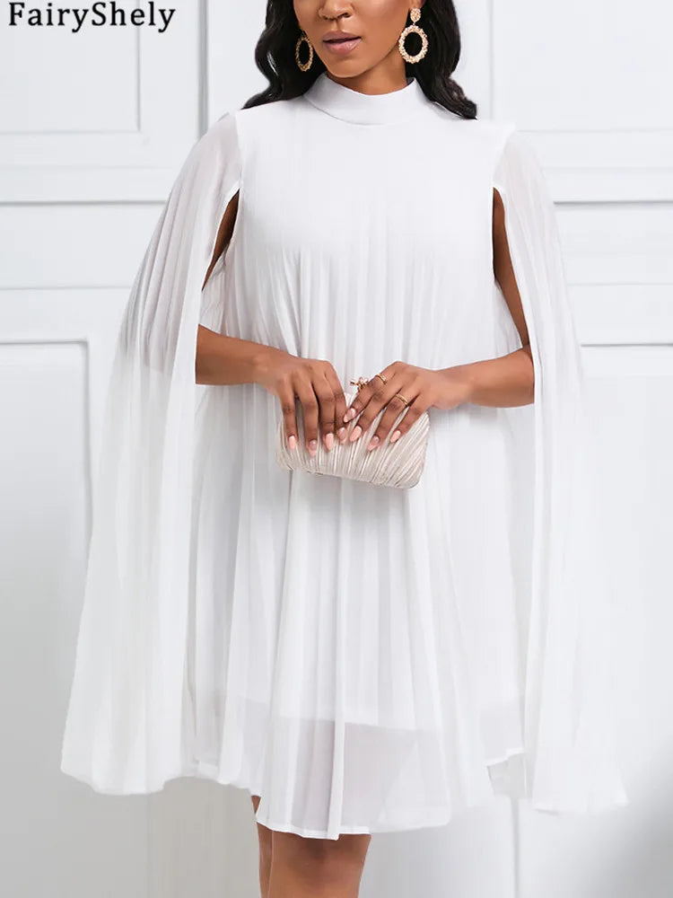 FairyShely 2025 Batwing Sleeve Plus Size Club Dress Women Solid Mesh Large Big Dresses Summer Lady Party Tight Curvy Dress