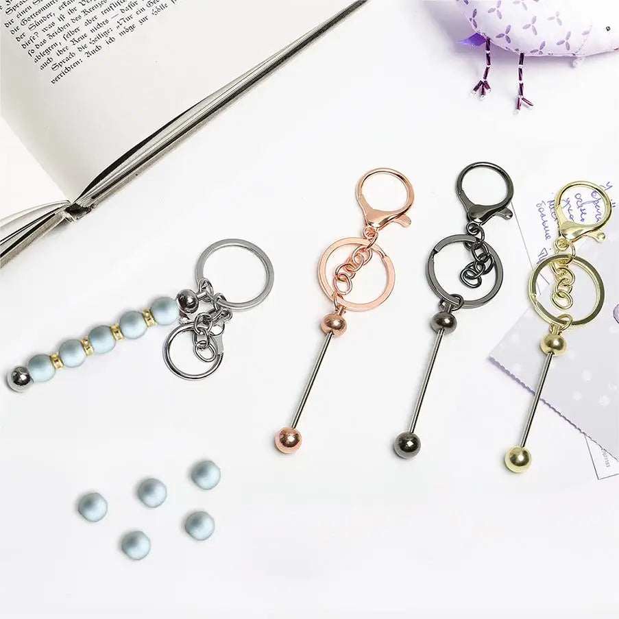 3/5/10/20PCS Metal Beadable Keychain Bars Blanks for Beads Pendant Jewelry Charms DIY Crafts Keychains Making Valentine’s Gift