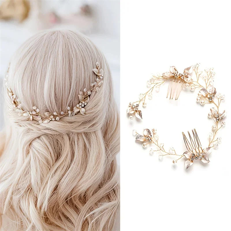Women Flower Comb Headwear Wedding Hair Accessories Fashion Shaped Bride Insert Hair Clip Jewelry Fashion Headwears