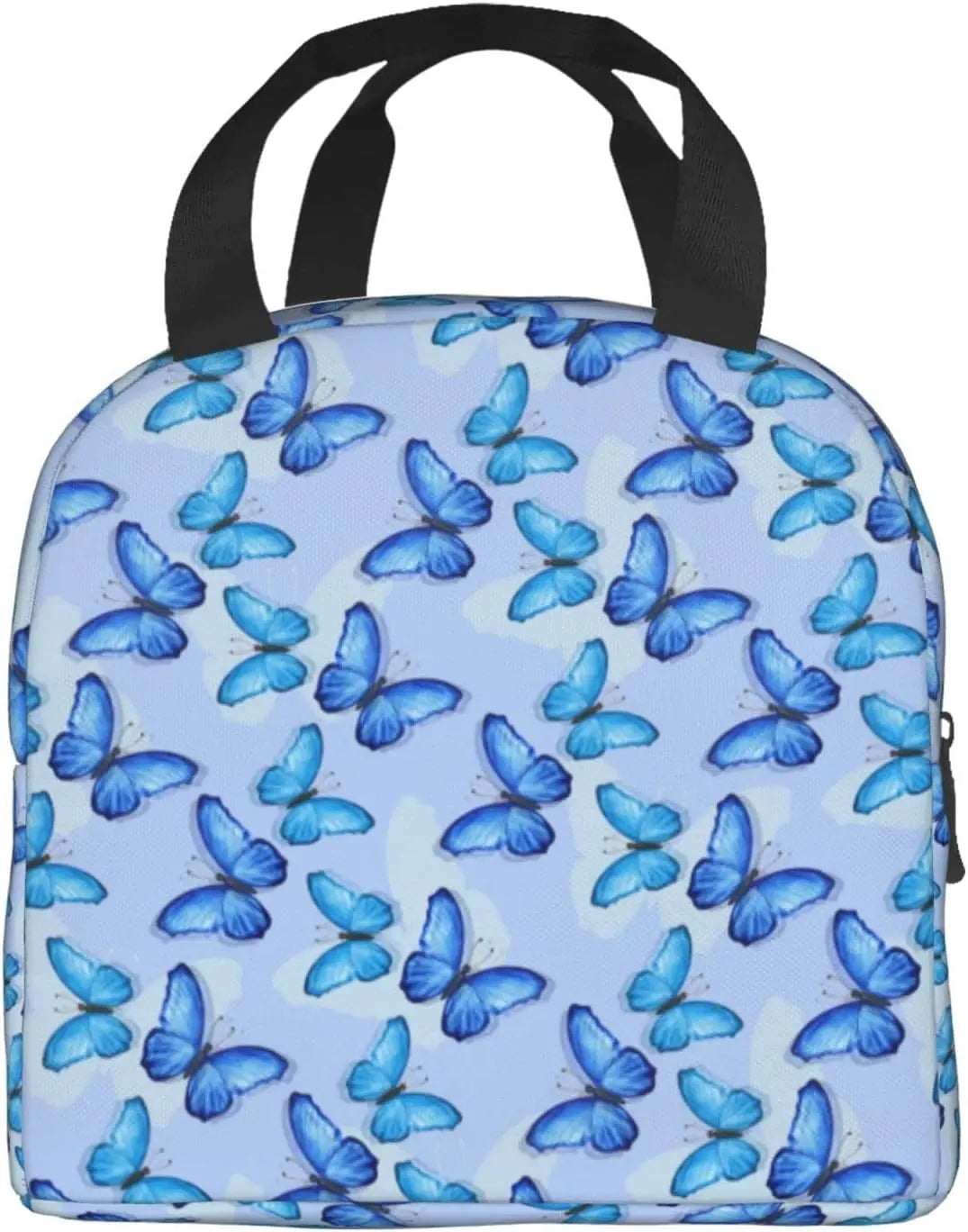 Butterfly Lunch Box for Girls Women Thremal Blue Picnic lunch Bag for School Office Work Insulated Washable Reusable Washable