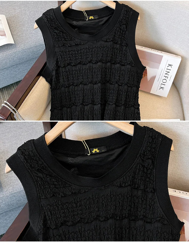150Kg Plus Size Women's Summer Lace Knitted Suspender Dress Bust 130cm 5XL 6XL 7XL 8XL High Stretch Outside Dress