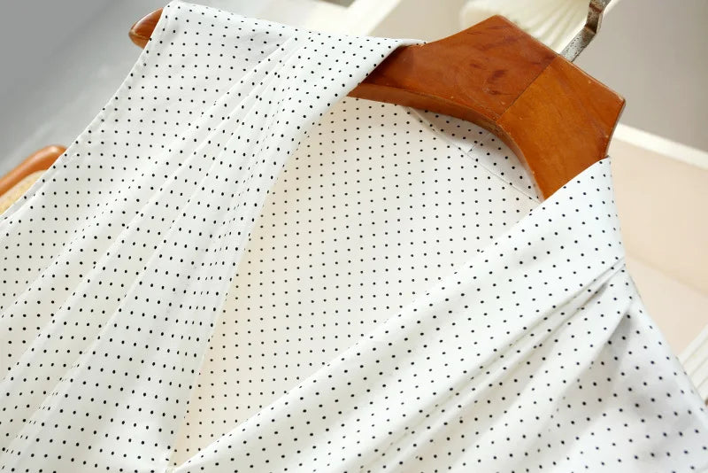 BirdTree, 100%Real Silk OL Elegant Shirt, Women V Neck Sleeveless Polka Dots, Loose Fashion Blouse