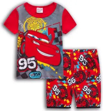 Neue Sommer Kinder Pyjamas Kinder Nachtwäsche Baby Set Jungen Mädchen Autos kurzarm Pijamas Baumwolle Nachtwäsche Kleidung Pyjamas Sets