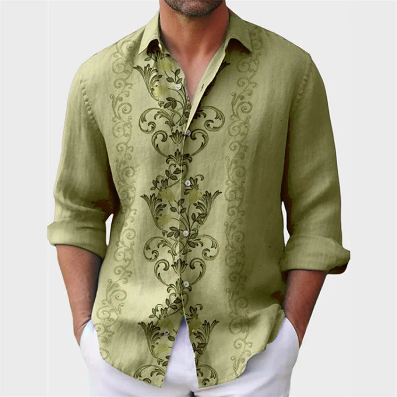 6 -color men's shirt printed button long -sleeved clothing shirt mon