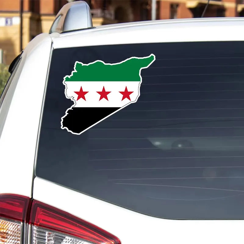 Flag Map Of Syria Party Car Sticker Waterproof Vinyl Car Accessory Decor Pegatina Para Coche Decals Silicone Bracelet Party Gift