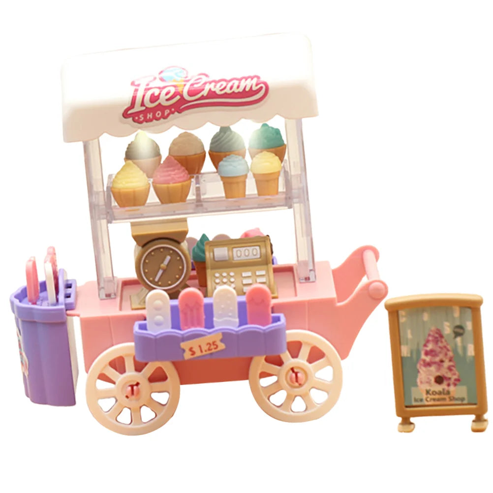 Pretend Play Plaything Ice Cream Dessert Household Truck Kit Plastic Accessories Small Compact Toddler Cart