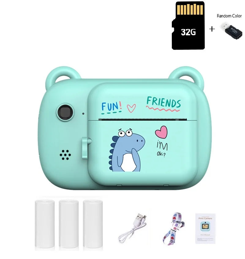Children Digital Camera Instant Print Camera 1080P HD Digital Camera Support Multilingual Portable Children Outdoors Camera Toys