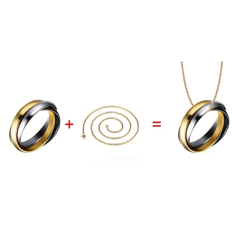 New Triple Interlocked Engagement Rings for Women Stainless Steel Three-in-one Promise Gift for Her Valentines Day