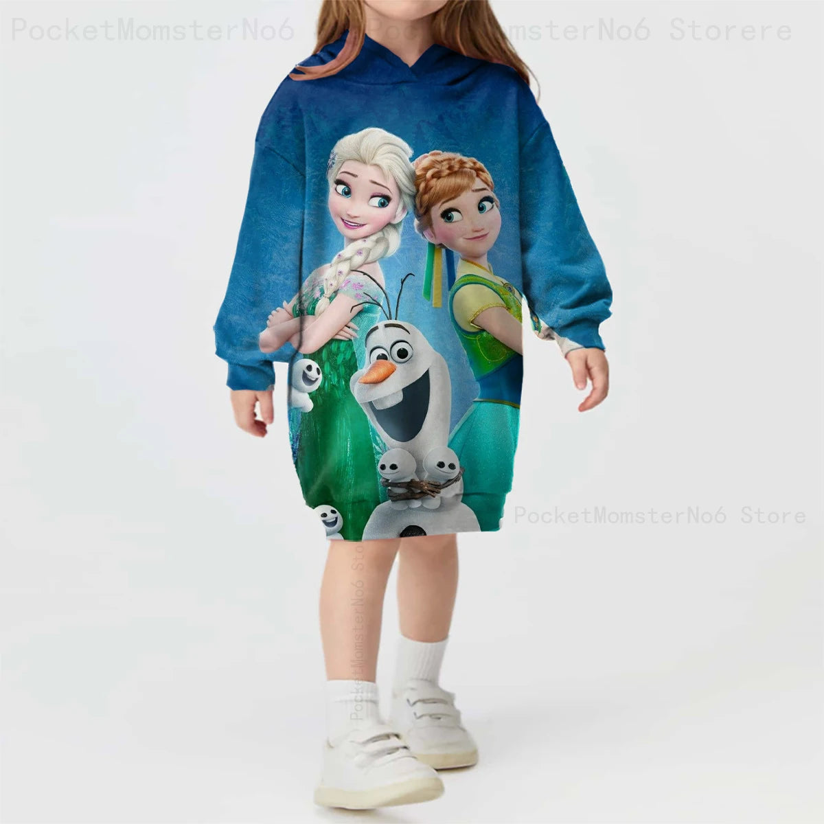 3D Printing Spring and Autumn Disney Frozen New Long-sleeved Hoodie Cute Princess Dress Kids Casual Girls Decoration