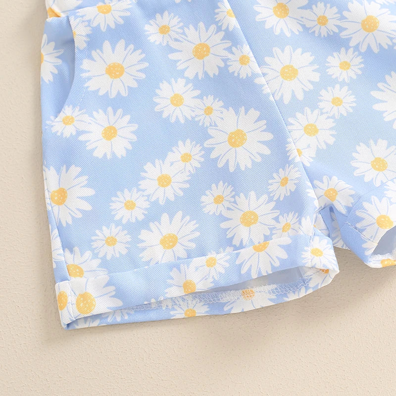 Adorable Baby Girl Floral Romper Sleeveless Jumpsuit Overall Shorts for Summer Toddler Casual Outfit Cute Clothes