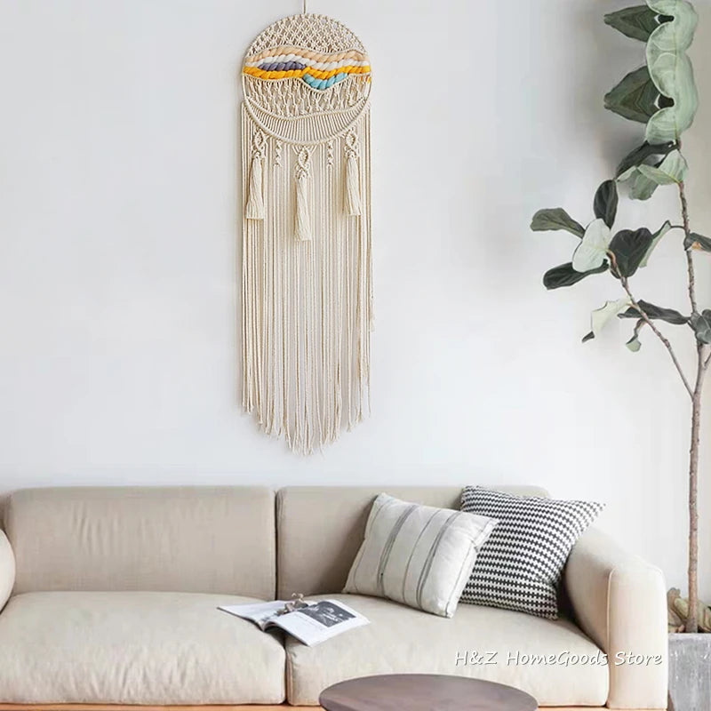 Bohemian Decor Macrame Wall Hanging Boho Tapestry Dreamcatcher Woven Tapestries Home Decoration Apartmeng Bedroom Living Room