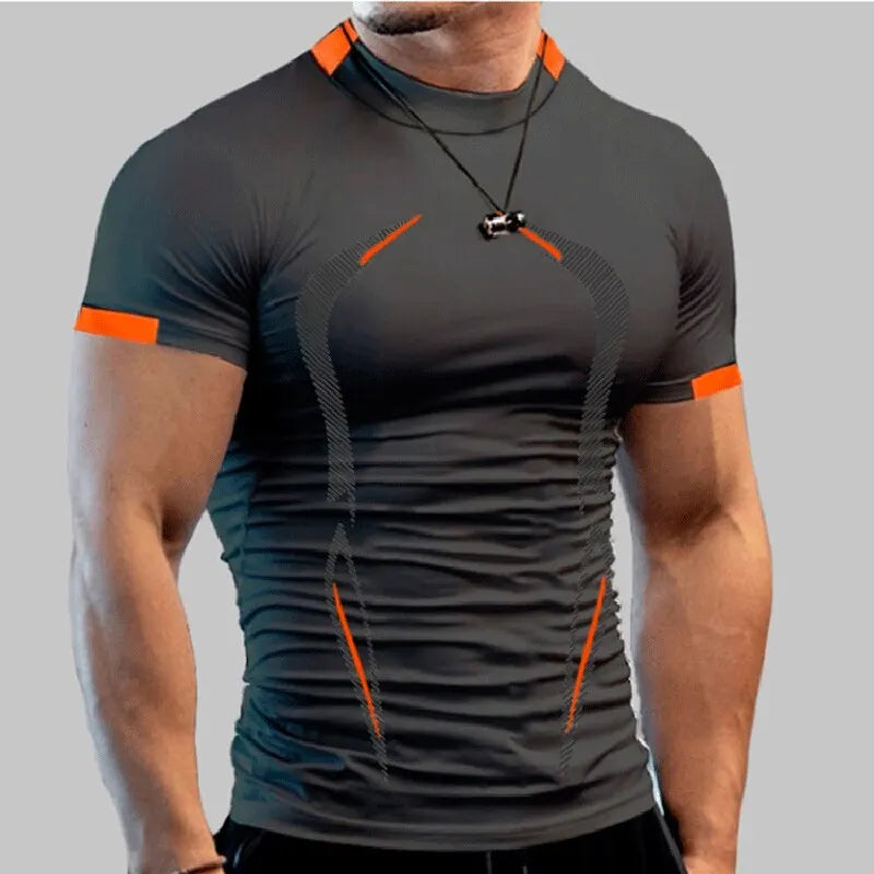 Herren Kompressionsshirt, Superhelden-Sport, Lauf-T-Shirt, Fitness-Training, atmungsaktiv, schnelltrocknend, kurzärmelig