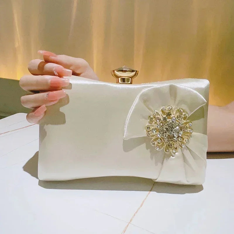 Elegant Rhinestone Decor Evening Bag, Classic Formal Dinner Handbag, Women's Stylish Clutch Purse For Party Wedding & Prom