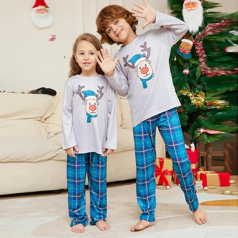 Xmas Gift for Family Cute Deer Plaid Pajamas Set Christmas Matching Outfits Women Men Boys Girls Clothing Sets Baby Dog Romper
