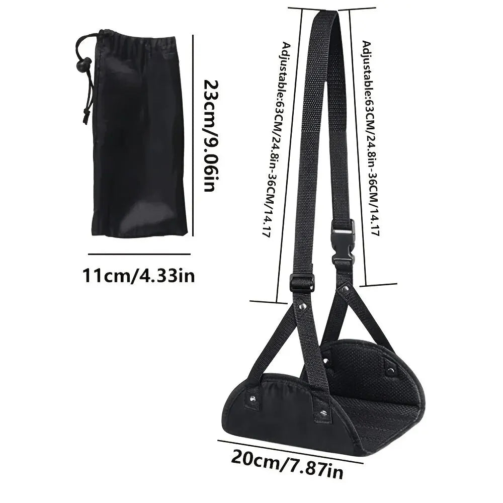 Portable Airplane Footrest - Adjustable Strap, Lightweight Hammock Leg Rest for Travel !!!