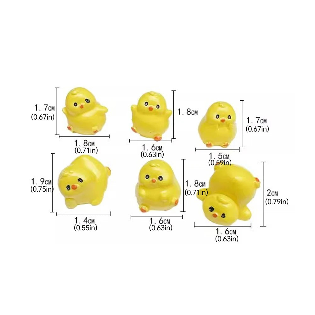 Mini Yellow Chick Car Decoration Gift Resin Ornaments for Auto Interior Dashboard Button Home Bedroom Office Living Room Store