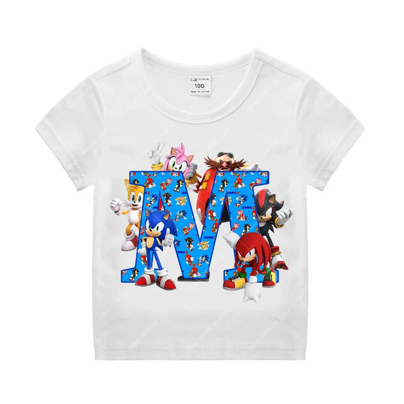 Sonics Kinder Sommer Baumwolle T-shirt Jungen Kurzarm Tops Anime Gedruckt Kleidung Kinder Cartoon Nette T-shirt Kleidung Weihnachten Geschenke 2025