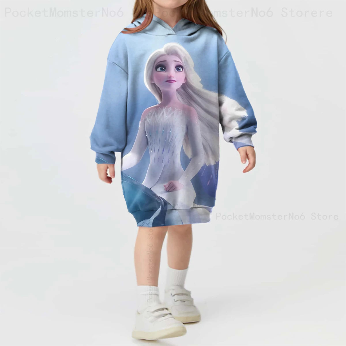 3D Printing Spring and Autumn Disney Frozen New Long-sleeved Hoodie Cute Princess Dress Kids Casual Girls Decoration
