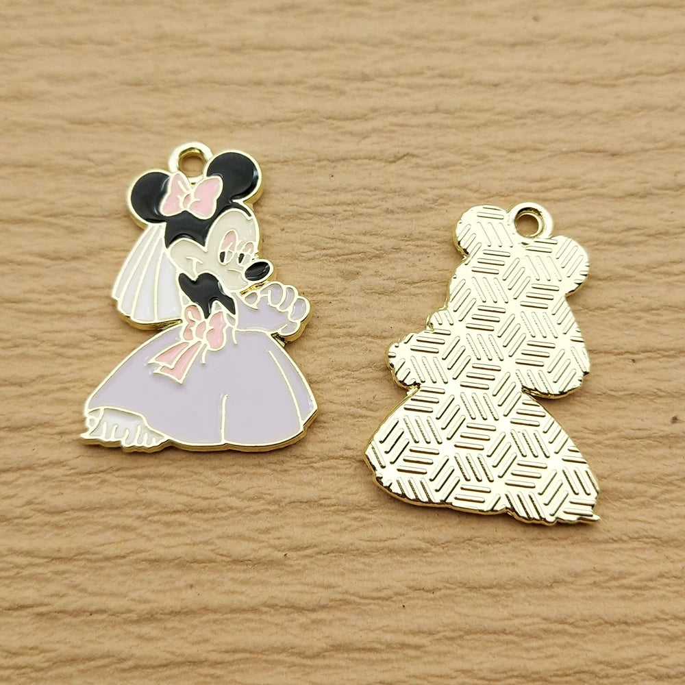 10pcs Anime Cartoon Charm for Jewelry Making Enamel Necklace Pendant Bracelet Accessories Diy Supplies Alloy Metal Gold Plated