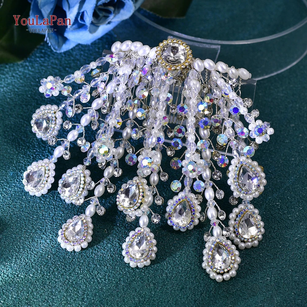 YouLaPan Bridal Pearl Hair Comb Wedding Bridal Headpiece Women Party Fashion Hair Accessories Handmade Exquisite Headband HP716