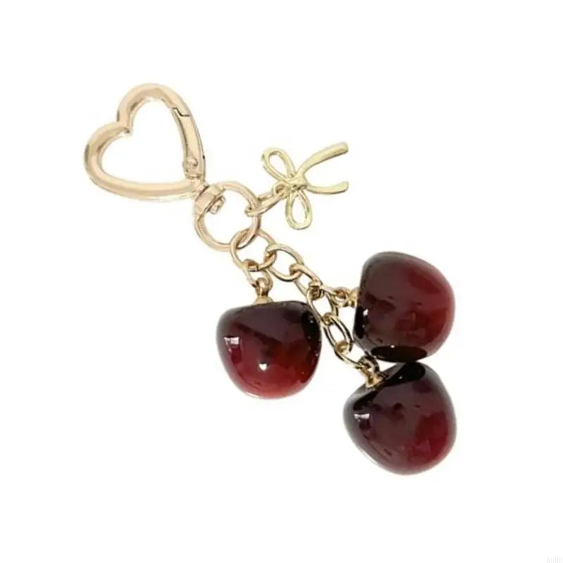 E0BE Unique Cherry Keychain Bag Charm Keyrings Accessory For Handbags And Wallets