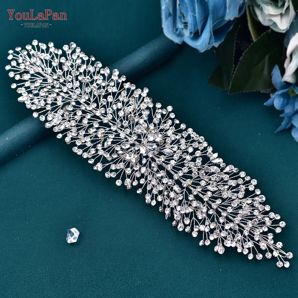 TOPQUEEN Wedding Headband Leaf Bridal Headpiece Woman Hair Accessories Jewelry Handmade Bride Headdress Pageant Tiara HP411