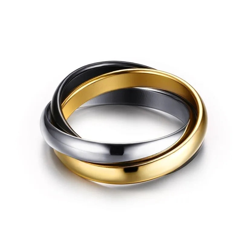 New Triple Interlocked Engagement Rings for Women Stainless Steel Three-in-one Promise Gift for Her Valentines Day