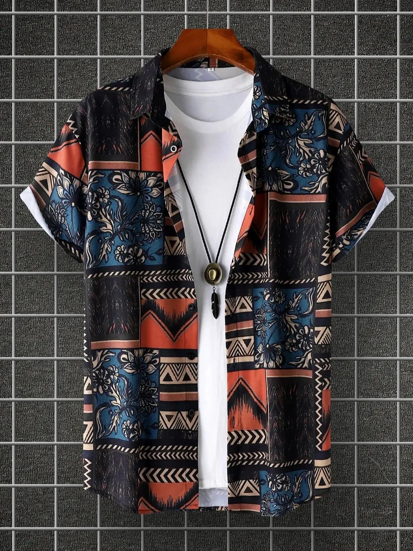 Bohemian style Men's Summer Short Sleeve Printed Shirt Thin Beach Shirt Men's Clothing Casual Shirt mon